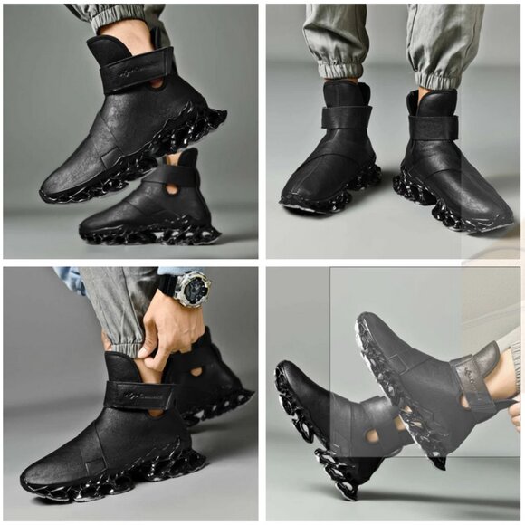 Comanier Black Blade futuristic 3D print style sneaker shoes - Picture 2 of 14